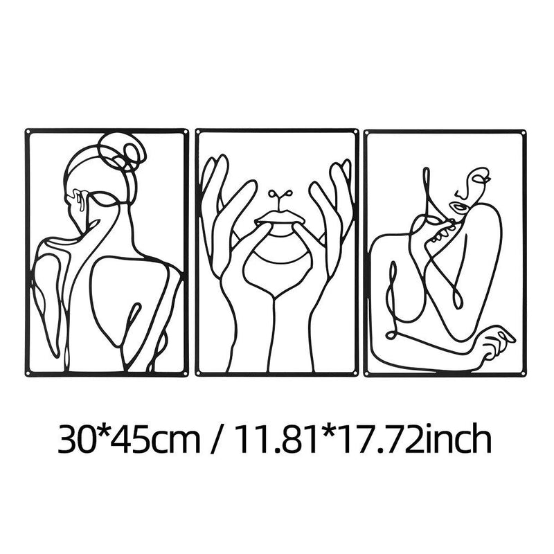 minimalist abstract woman metal wall art set, view 3 - MRSLM