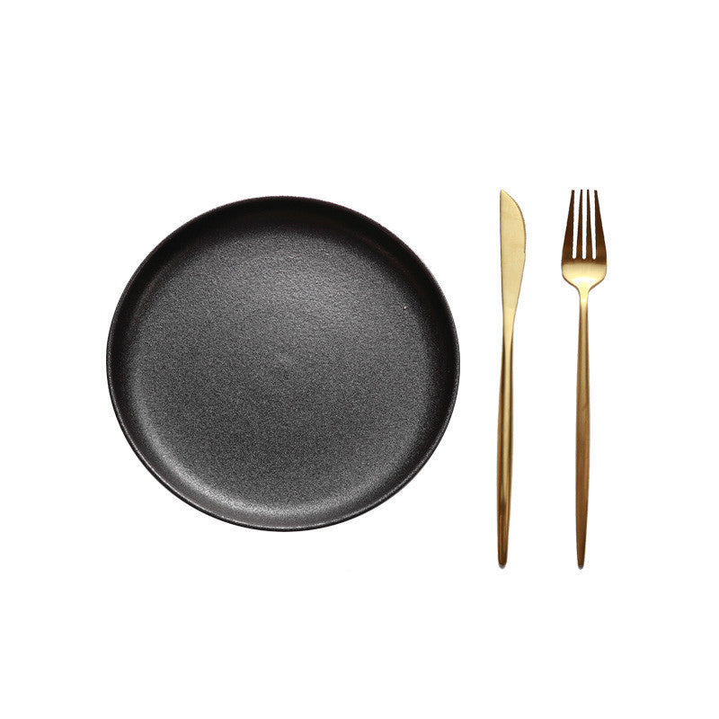 round flat porcelain steak plate, view 4 - MRSLM