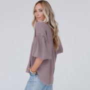 women's loose puff sleeve pullover top, view 5 - MRSLM