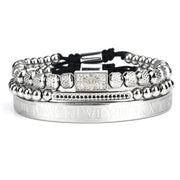 men's stainless steel roman numerals bracelet set, view 5 - MRSLM