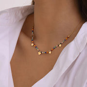 18k gold plated heart sequin necklace, view 4 - MRSLM
