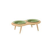 Elevated ceramic pet bowls with wooden stand, view 14 - MRSLM