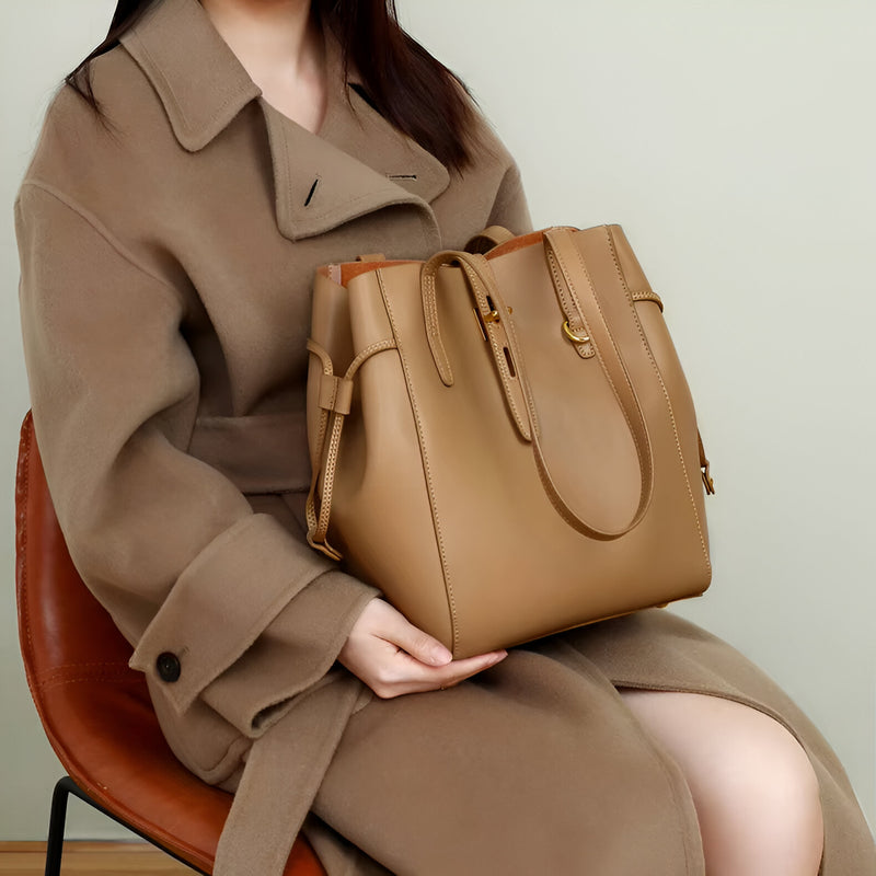 genuine leather large capacity shoulder bag, view 10 - MRSLM