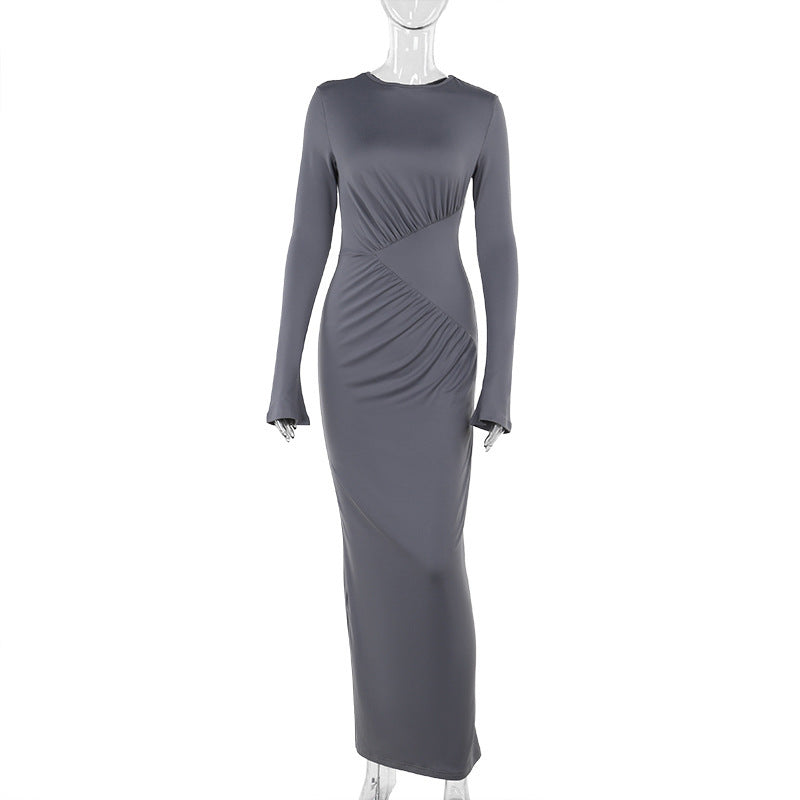 women's gray high waist dress, view 4 - MRSLM