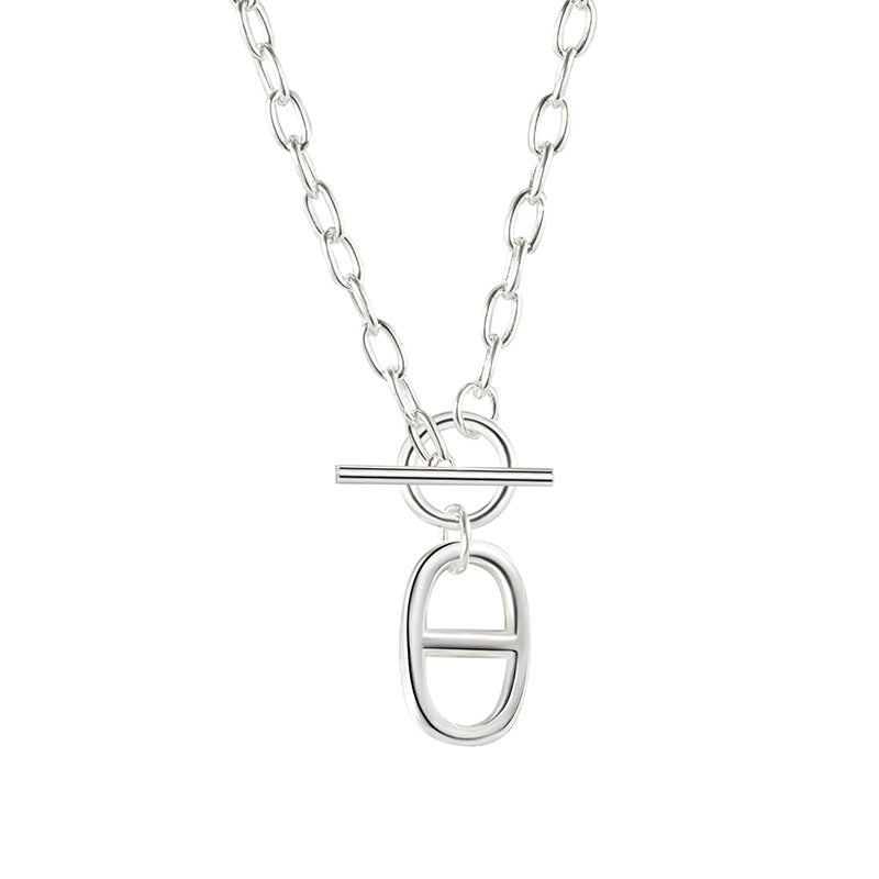 S925 silver pig nose necklace, view 4 - MRSLM