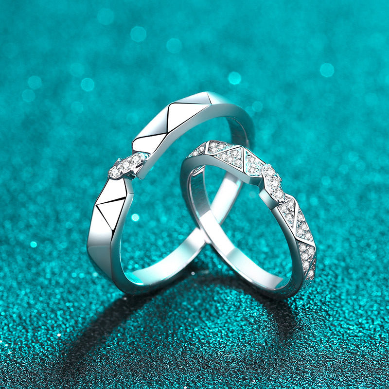couple sterling silver ring his and hers, view 4 - MRSLM