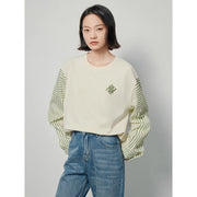 contrast color patchwork pullover, view 3 - MRSLM