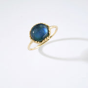 feather 925 silver ring with natural stone, view 2 - MRSLM