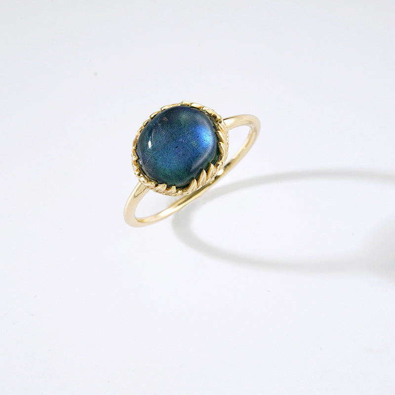 feather 925 silver ring with natural stone, view 2 - MRSLM