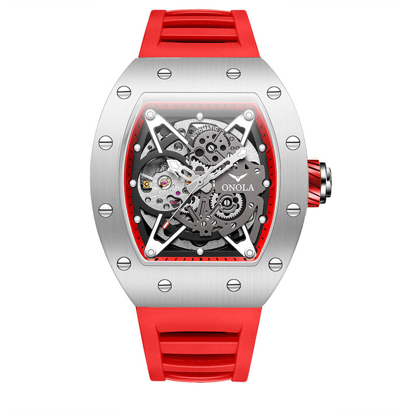men's silicone band automatic watch, view 5 - MRSLM