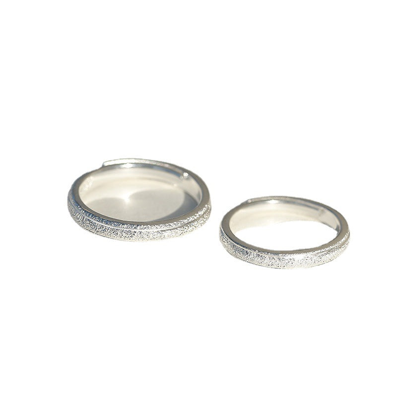 simple silver couple rings pair, view 6 - MRSLM