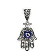 silver snake chain blue pendant necklace, view 9 - MRSLM