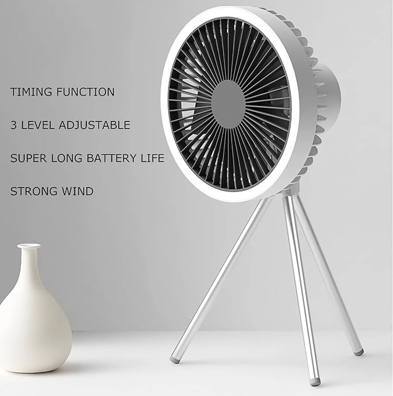 rechargeable camping fan with LED light, view 11 - MRSLM