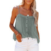 women's square collar button camisole denim vest, view 5 - MRSLM