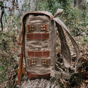 oil wax canvas camping backpack, view 3 - MRSLM
