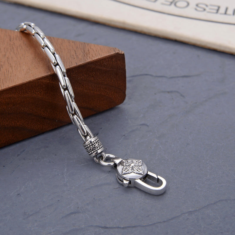 men's s925 silver bamboo bracelet, view 2 - MRSLM
