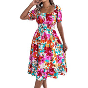 Square collar ruffle A-line dress, view 5 - MRSLM