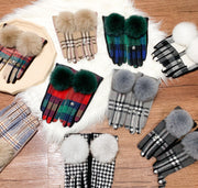 women's plaid wool cashmere gloves, view 7 - MRSLM