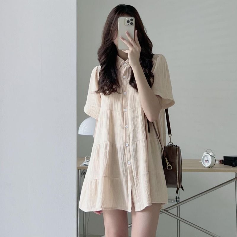 plus size A-line shirt dress, view 4 - MRSLM
