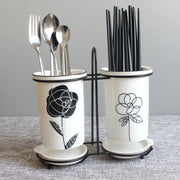 Ceramic chopsticks and utensil storage set, view 10 - MRSLM