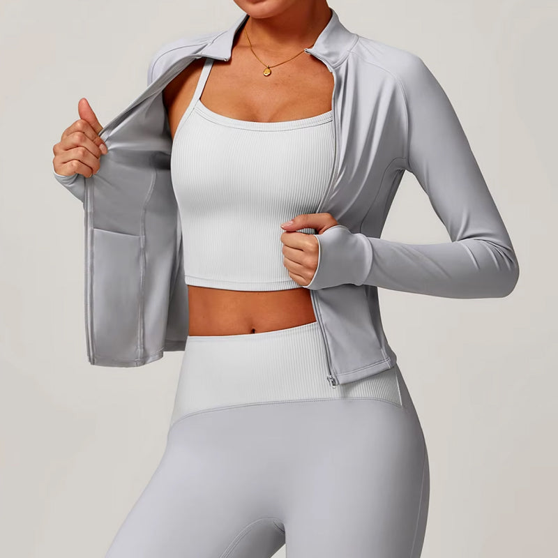 slim fit zipper workout jacket, view 10 - MRSLM