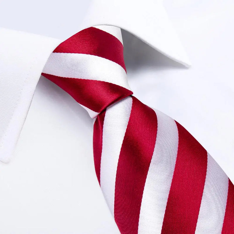 Red striped silk tie, view 5 - MRSLM