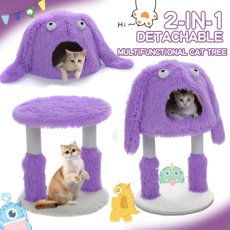 Purple monster cat tree tower, view 5 - MRSLM
