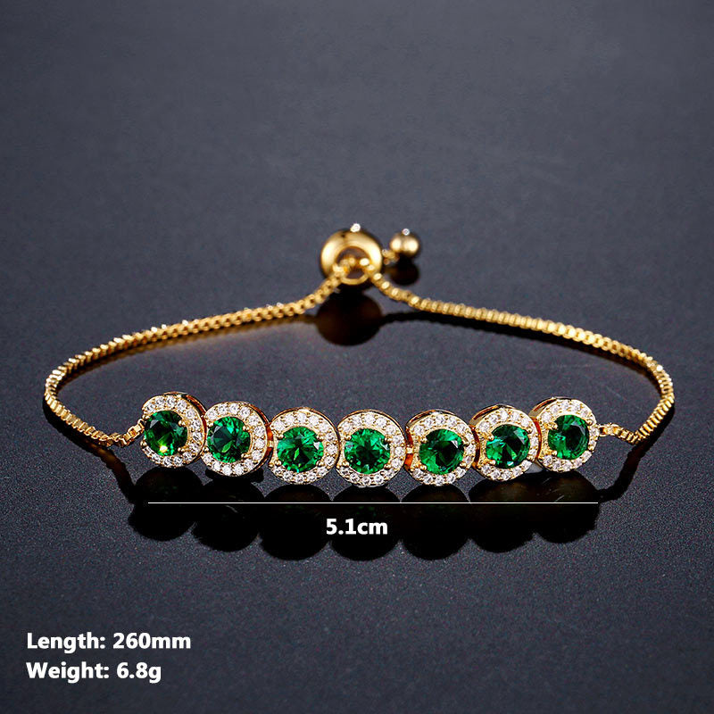 emerald zircon adjustable bracelet, view 4 - MRSLM