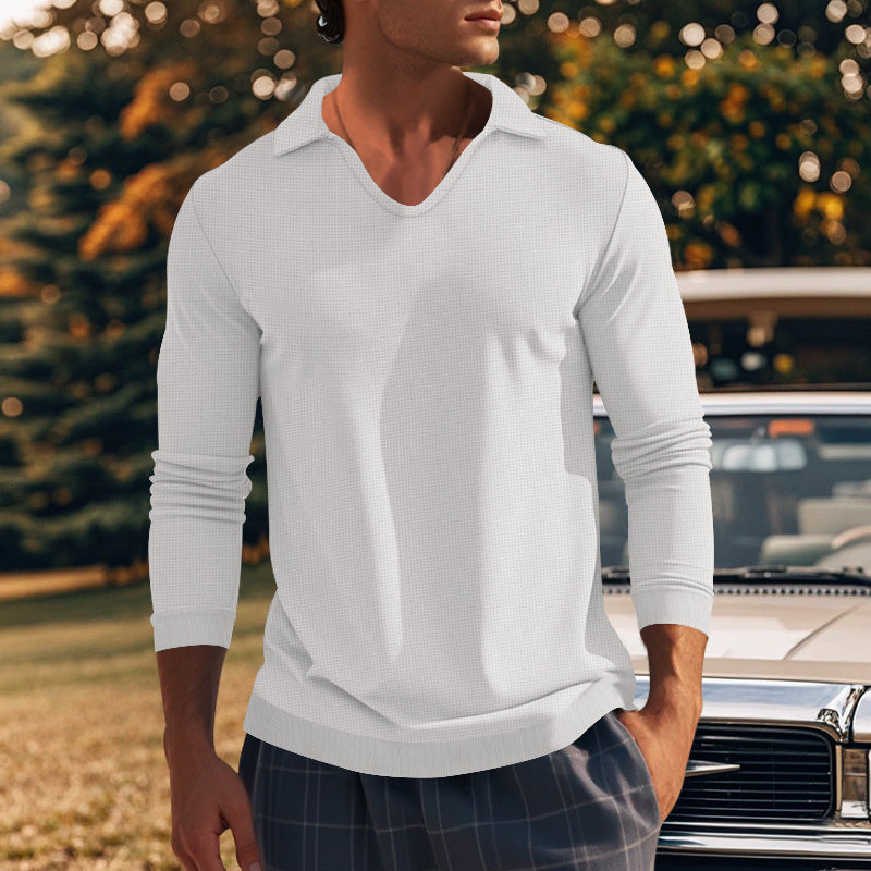 men's loose lapel long sleeve t-shirt, view 6 - MRSLM