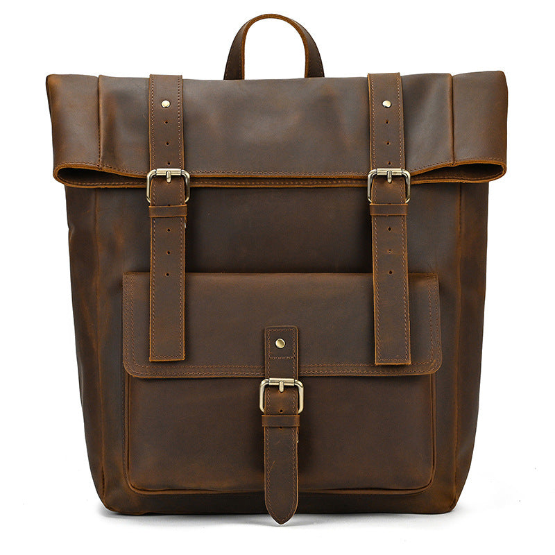 Retro cowhide leather backpack, view 9 - MRSLM