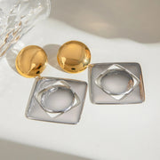square hollow pendant earrings, view 6 - MRSLM