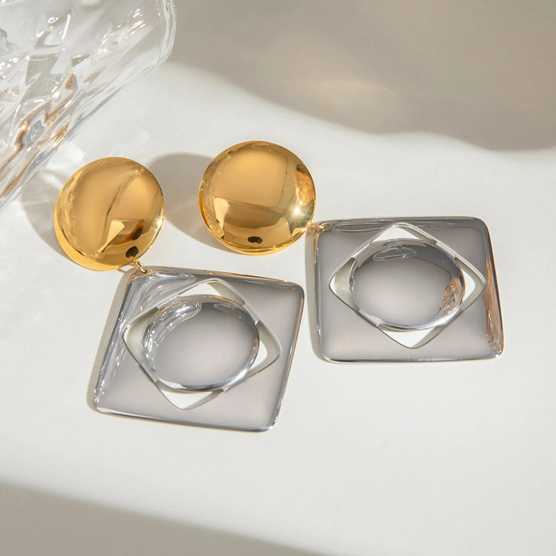 square hollow pendant earrings, view 6 - MRSLM