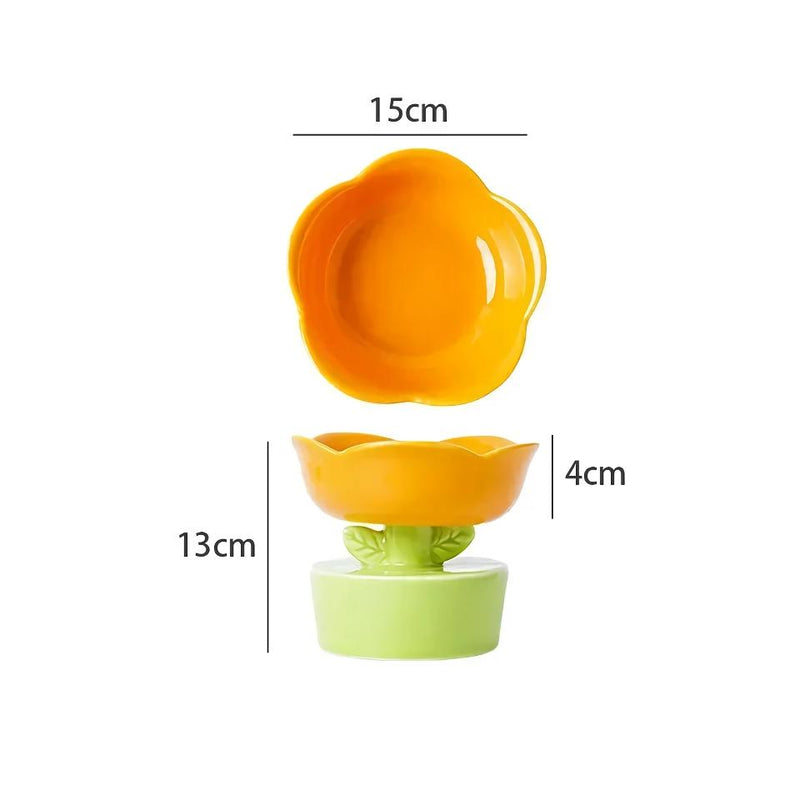 flower-shaped ceramic cat bowl, view 4 - MRSLM