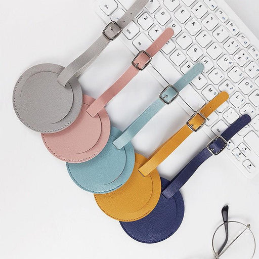 round pu leather luggage tag - MRSLM