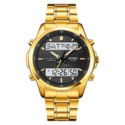men's double display steel watch, view 4 - MRSLM