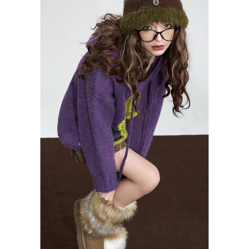 cozy purple hoodie sweater for women, view 6 - MRSLM