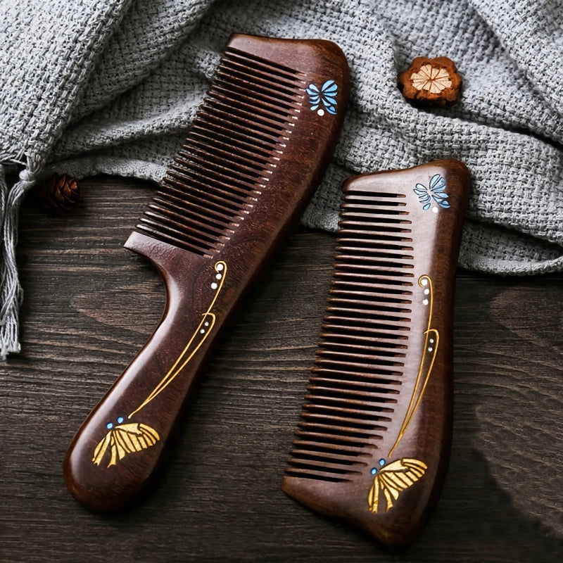 gold sandalwood dense-tooth comb, view 4 - MRSLM