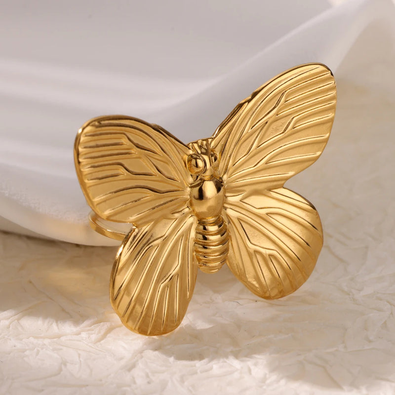 vintage butterfly stainless steel ring, view 5 - MRSLM