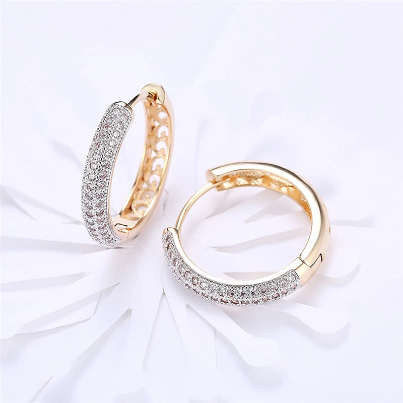 18k gold plated sterling silver zircon hoop earrings, view 3 - MRSLM