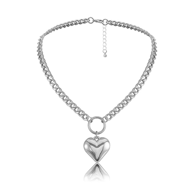 heart pendant punk choker, view 2 - MRSLM
