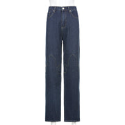 flame stitching high-rise jeans, view 8 - MRSLM