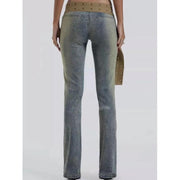 low waist slim-fit pencil jeans with canvas belt, view 4 - MRSLM