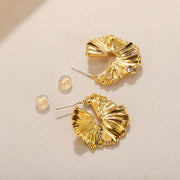 ginkgo leaf gold stud earrings, view 7 - MRSLM