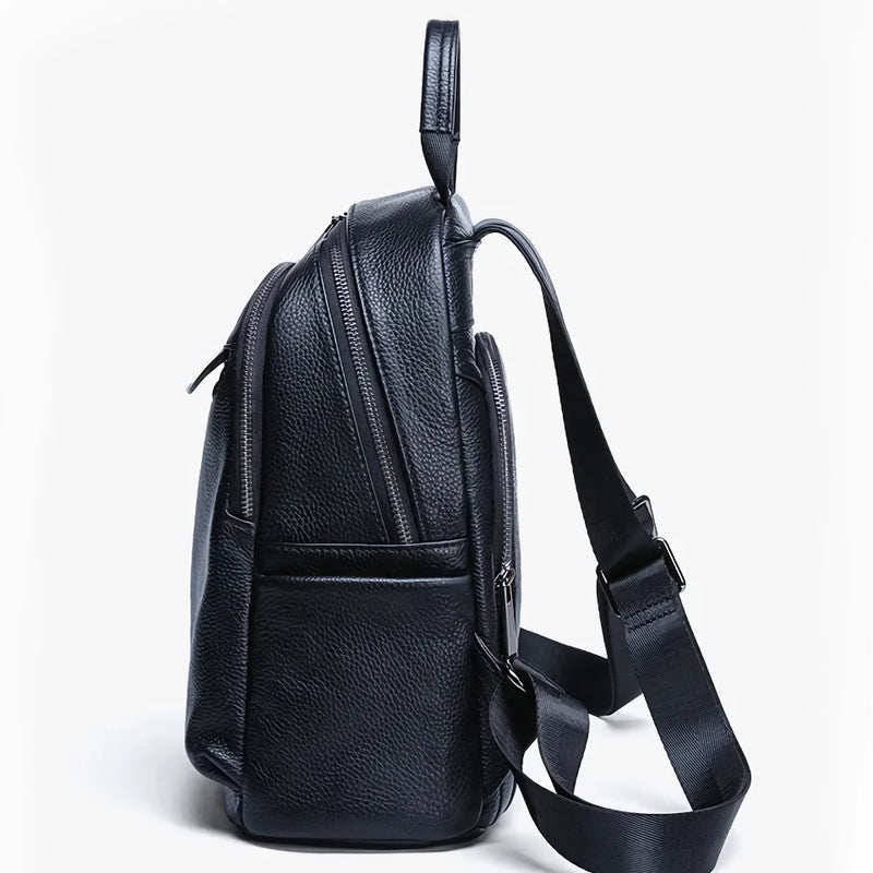 black cowhide leather backpack, view 6 - MRSLM