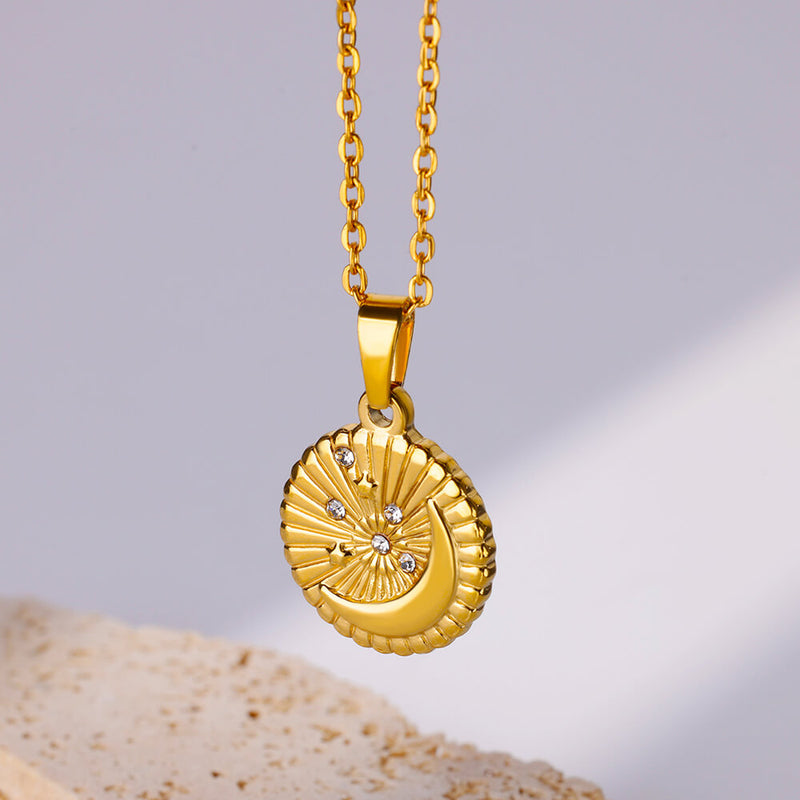 star disc pendant necklace, view 4 - MRSLM