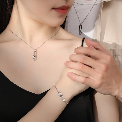 black and white check clavicle chain - MRSLM