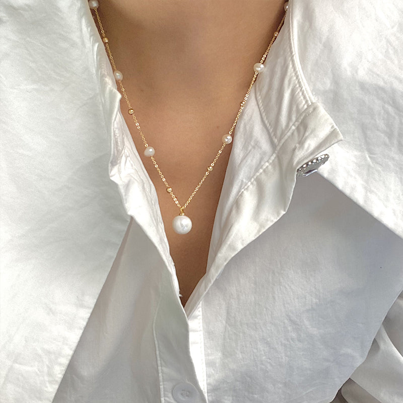 starry sky gold color necklace, view 6 - MRSLM