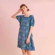 chiffon puff sleeve dress, view 3 - MRSLM