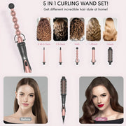 professional 5-in-1 curling iron and hot air brush set, view 3 - MRSLM