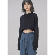 women's short loose slouchy sweater, view 5 - MRSLM